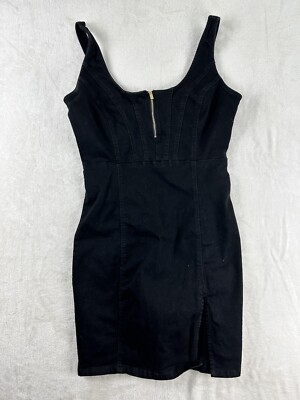Guess Dress Mini Women's Size Large Black Tank Top Zippers Slits