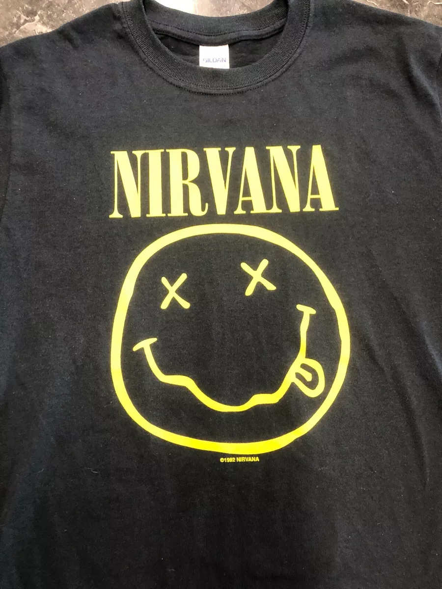 Vintage Rock T Shirt - Nirvana Smile Original Kitty Pettin 1992 NOS Size S Black