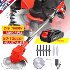 Electric Cordless Grass String Trimmer Lawn Edger Weed Wacker Cutter + 2 Battery
