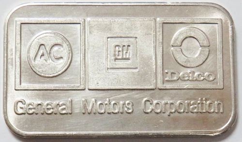 GENERAL MOTORS CORP GM AC DELCO 1 OZ 999 FINE SILVER BAR LIBERTY MINT