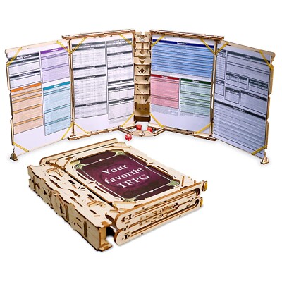 Ugears Game Master's Screen - Build Your Own Wizard Wooden Screen with 2, 3 or 4