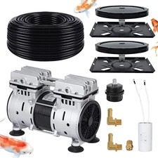 110V Pond Aerator, Tubing, 2 Diffusers for lrg ponds. 5.76CFM Ponds to 3 ac L002
