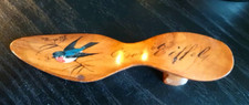 Vintage Wooden Sorrento Ware Shoe Letterr Opener w Painted Swallow
