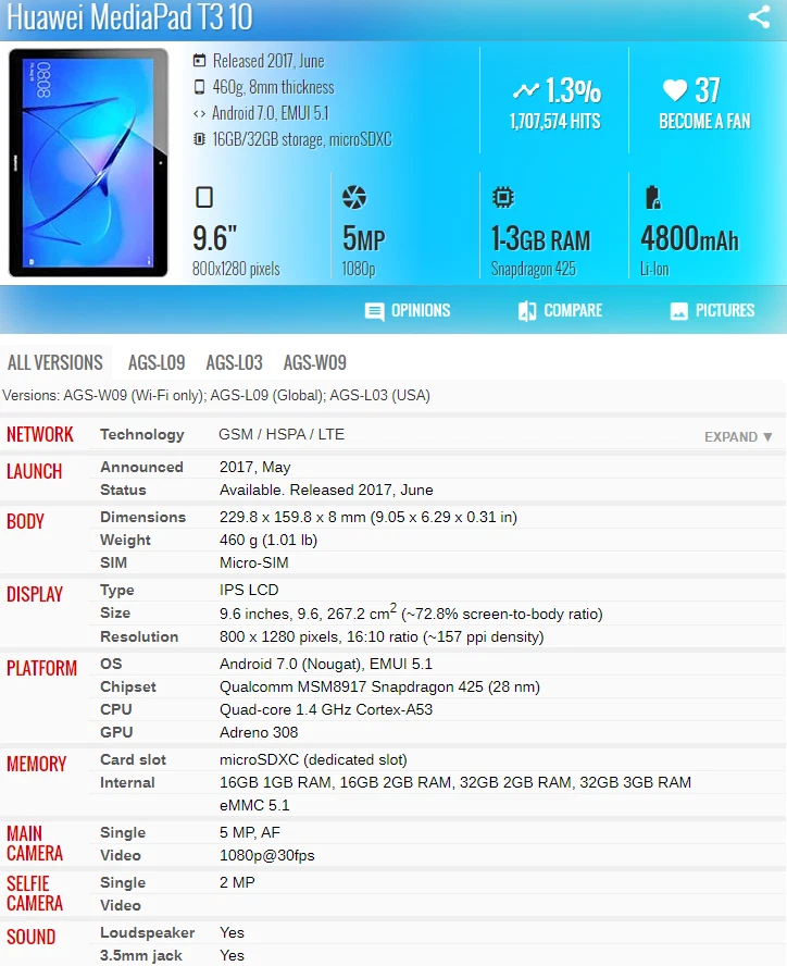 Für Huawei MediaPad T3 10 AGS-W09 L09 LCD Display Touchscreen Glass Digitizer - Bild 4 von 4