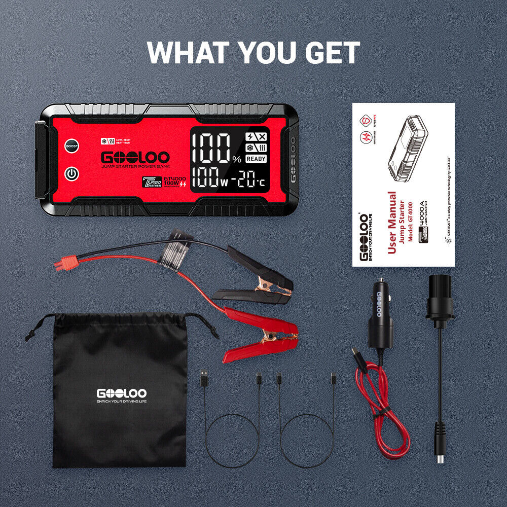 🔥GOOLOO 4000A Auto Starthilfe Jump Starter Ladegerät Booster