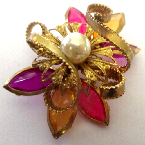 Broche Fleur Perle, Broches Fleur Or, Broche Vintage élégante