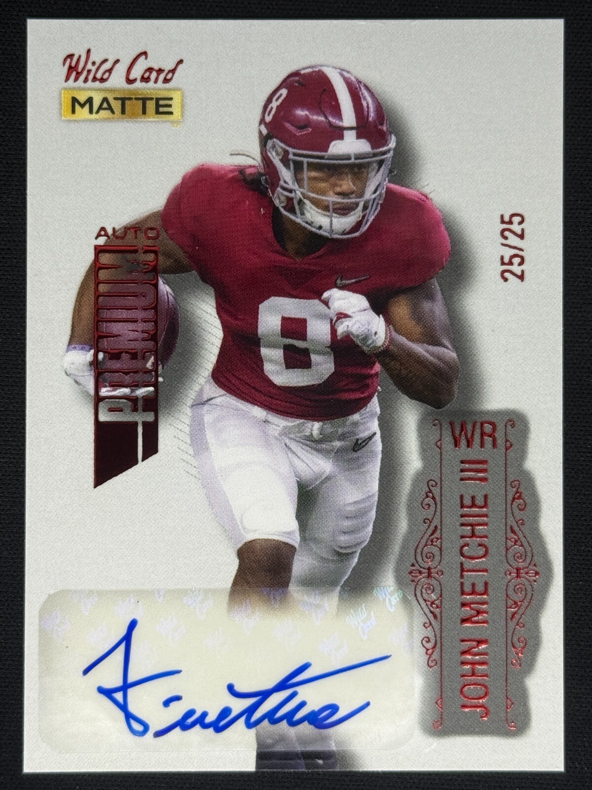 John Metchie Wild Card Matte Silver Draft Picks Autographs #MBA Red Foil
