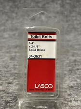 Lot Of 2 Lasco 04-3631 1/4" x 2-1/4" Brass Toilet Bolts with Nuts and Washers