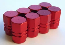 Wheel Tire Valve Stem Caps For Car, Truck, Bike, Motorcycle (2 Sets - Red)