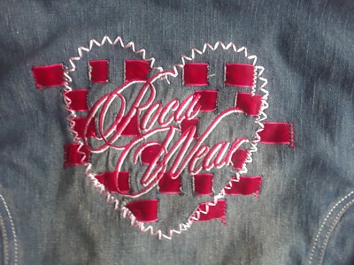 Roca Wear Girls Denim Love Jacket L 12/14 hearts Valentine blue rocawear e1
