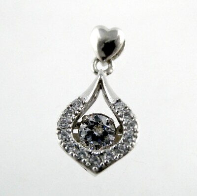 PoD Designer Sterling Silver Flipping Cubic Zirconia Pendant 925 CZ 3.1g 1 Inch