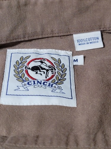 Cinch Shirt Mens Medium Western Brown Workwear Farm Button Down Oxford - Picture 6 of 7