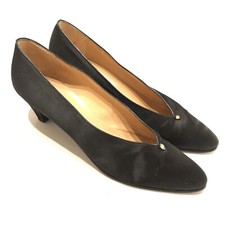 GUCCI - VTG Blue Black Satin Button Embellished Low Heel Pumps 8.5 39 AA