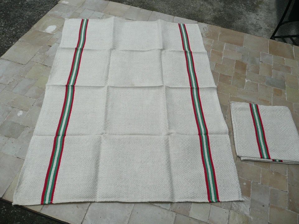  2 torchons métis rayé rouge et vert - Photo 3/3