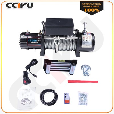 Fits 89-19 Jeep CCIYU 12V 12000LBS Electric Winch Towing Steel Cable Off Road