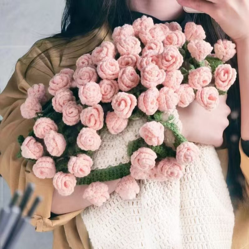 Crochet Flowers Rose Bouquet Blanket Handmade,Soft and Lightweight Fertige Decke