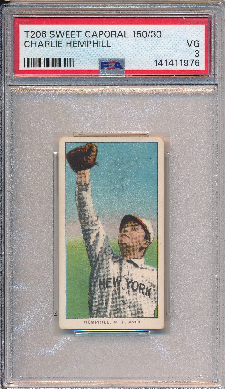 1910 T206 SWEET CAP 150/30 - CHARLIE HEMPHILL - PSA 3 VG (SVSC) FRESHLY GRADED!