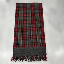 Dior Tartan Karo Stola Wolle Rot Schwarz 78,7 in Fransen Gebraucht