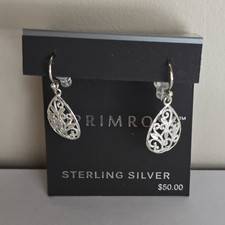 Primrose 925 Sterling Silver Teardrop Filigree Dangle/Drop Hook Earrings