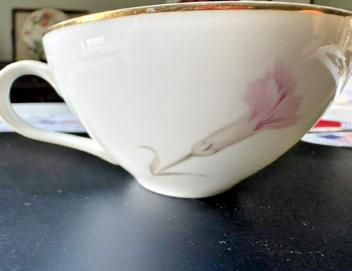 Fine China Royal Court Japan made Carnation Tea Cup Gold Trim