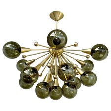 Lampadario Sputnik di Murano: vetro e ottone, stile italiano moderno metà secolo