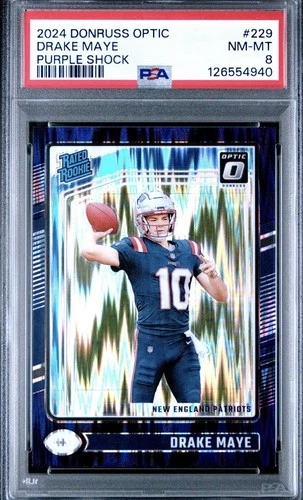2024 Panini Donruss Optic - Drake Maye #229 Purple Shock Prizm PSA 8