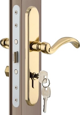 Pella Storm Door Handle Accessory Set with Key & Lock Cylinder - Polished Gold