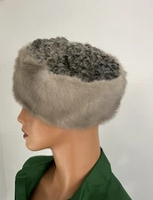vintage mink fur hat Silver  Papakha Style