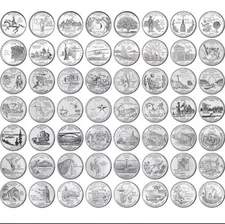Complete 1999-2009 State DC US Territories Quarter Set 56 Coins Circulated P&D