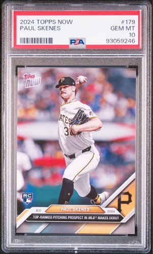 PSA10 Topps Now 179 Paul Skenes MLB Debut Paul Skeens RC Rookie