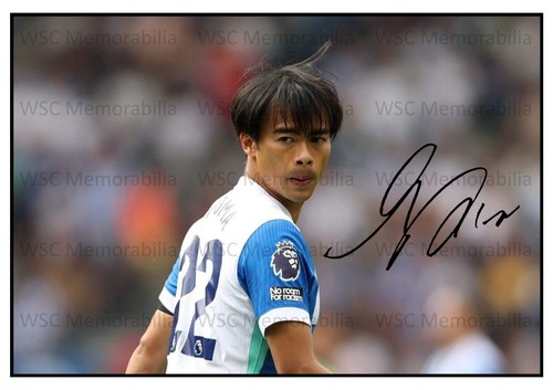 11109. Kaoru Mitoma Signed Pictures (A4 Prints) Brighton Japan Union SG etc.