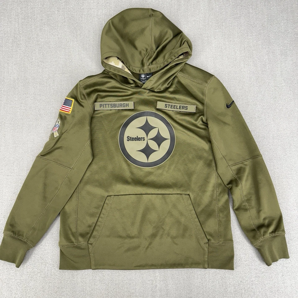 Sudadera con Capucha Nike Juvenil L Niños Verde Pittsburgh Steelers Militar Saludo al Servicio Foto 2 de 4