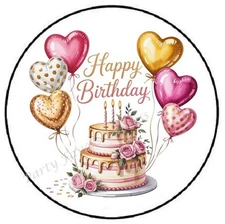 HAPPY BIRTHDAY CAKE BALLOONS ENVELOPE SEALS LABELS STICKERS PARTY FAVORS