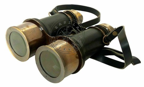 Nautical Marine Brass Leather Ship Pirates Binocular With Leather Case Gift - Picture 7 of 9