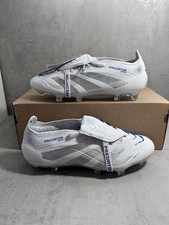 Adidas Predator Elite Tongue FG Football Boots - White Blue Size UK 6.5 - ID8965
