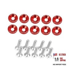 10 Pcs Engine Bay Dress Up Bolts M6 Aluminum Fasteners Screws Kit Fender Red