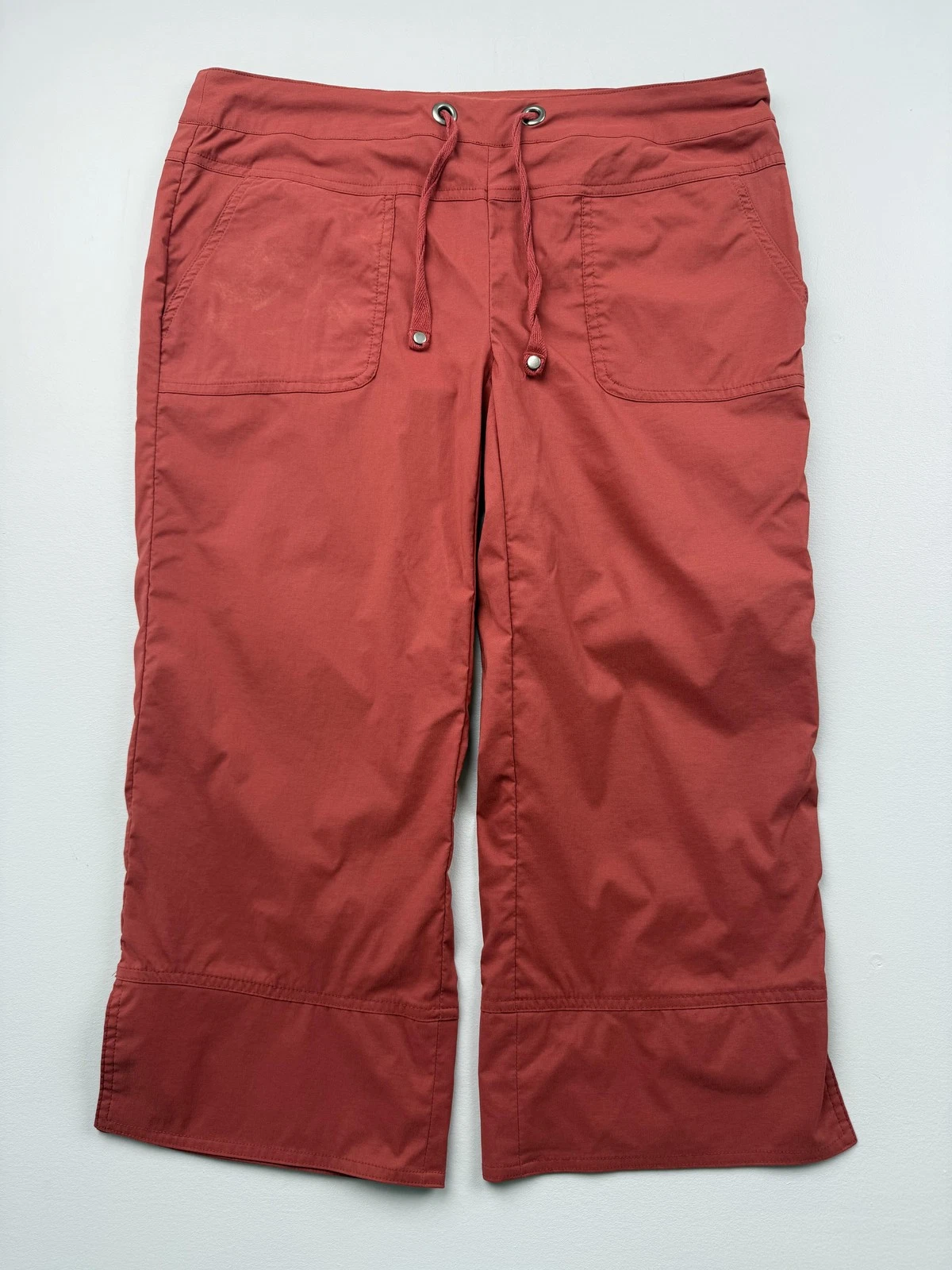 PrAna Capri Pants Womens Large Red Lightweight Microfiber Drawstring Travel