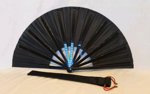 Large Folding Hand Fan for Men Women Folding Hand Fans Black - Picture 4 of 11