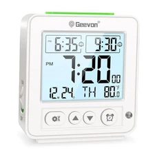  Smart Night Light Small Digital Alarm Clock with 2 Increasing Beep White