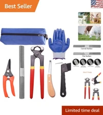 8-Inch Farrier Tool Kit: 7-Piece Hoof Nippers, Rasp & Shears for Small Animals