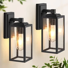 2 Pack Outdoor Wall Lights Exterior Lights For House Lantern Matte Black Waterpr