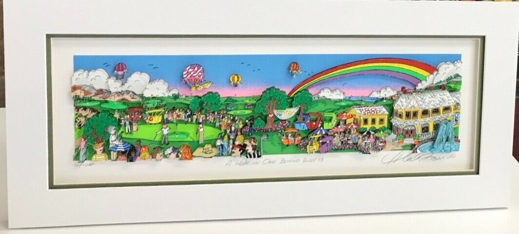 チャールズ・ファジーノA Hole in One Behind bush13 Charles Fazzino 3D Artwork A Hole in One Behind Bush 13