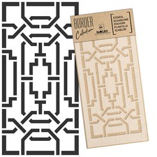 BORDER Reusable PLASTIC Wall STENCIL // 21x45cm or 45x95cm // CHINESE RAILING #3