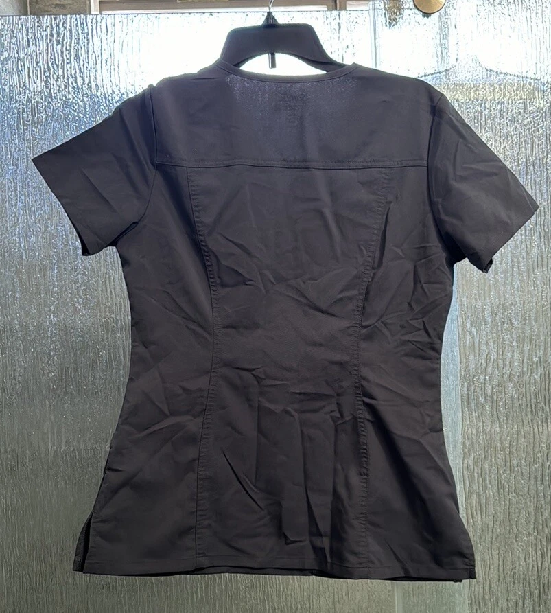 Blusa Médica Gris Carbón Elastizada Clara 18” P2P 26” Longitud Bolsillos Delanteros Pequeña Foto 2 de 3