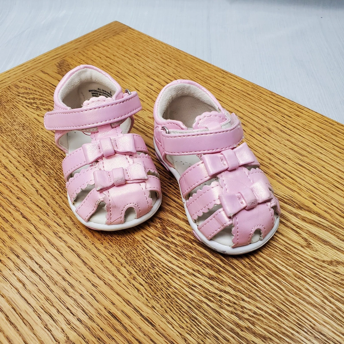 Osh Kosh Genuine Kids Leather Pink Strappy Infant Toddler Sandals Size 2