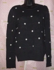 $67 H&M XS DOT SWEATER BLOUSE CHARCOAL GRAY RIB KNIT WOOL BLEND TOP NEW CLEANED