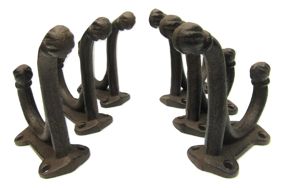 Lote 6 ganchos para abrigo escolar de hierro fundido rústico estilo antiguo herrajes de pared Foto 2 de 4