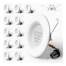 LED Retrofit Recessed Down Light 5/6” E26 for 6" or 5" Can Housing - 12 Pack