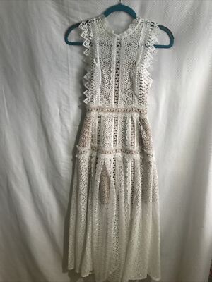 SELF-PORTRAIT LACE DRESS SIZE US 0 SHITE COLOR LONG SLEEVELESS 