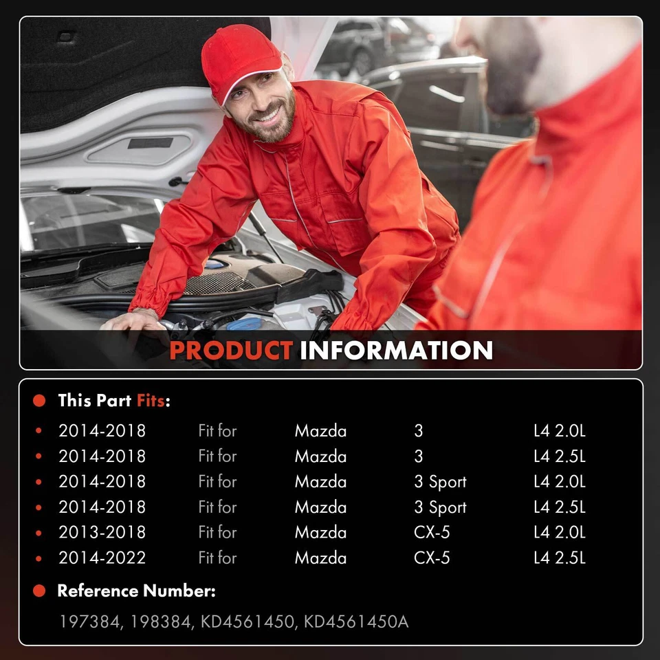 Компрессор переменного тока с 6-канавочным шкивом для Mazda 3 3 Sport 2014-2018 CX-5 13-22 - Изображение 2 из 4